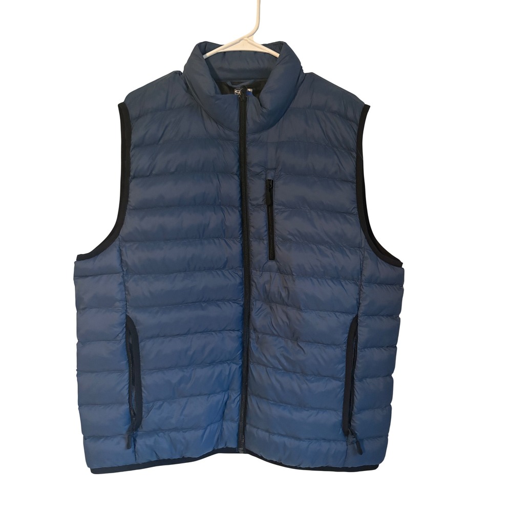 NEW 32 Degrees Heat Mens Puffer Vest Blue Quilted Full Zip Sleeveless Jacket L